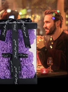 1Set Eva Hoa nhân tạo, Bông hoa hồng lãng mạn Thiết kế hoa hồng nhân tạo để trang trí bữa tiệc theo chủ đề, quà tặng - Màu tím - Xem 6