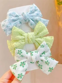 3 chiếc kẹp tóc họa tiết hoa trang trí nơ thanh lịch dành cho nữ cho mùa xuân - Nhiều màu - Xem 2