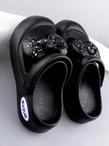 Fashionable Vented Clogs For Women, Bow Decor Cut Out Design Clogs - Black - View 3