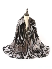 1条金属箔亚麻时尚围巾，适合作为女士节日/周年纪念礼物 - 彩色 - 查看 4