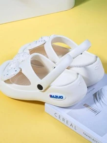 Guốc Preppy Có Lỗ Thông Hơi Cho Nữ, Guốc Thiết Kế Cắt Hình Nơ Trang Trí - trắng - Xem 2