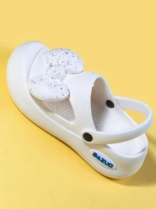 Guốc Preppy Có Lỗ Thông Hơi Cho Nữ, Guốc Thiết Kế Cắt Hình Nơ Trang Trí - trắng - Xem 3