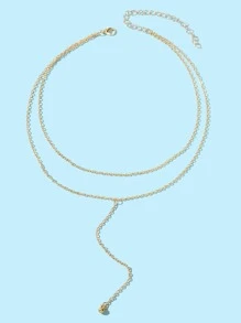 1pc Fashion Zinc Alloy Bead Decor Layered Y Lariat Necklace For Women For Daily Decoration