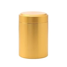 1pc Aluminum Alloy Tea Caddy - Gold - View 1