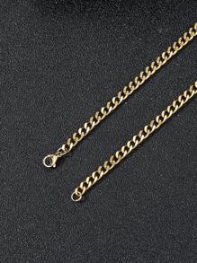 1pc Fashion Stainless Steel Minimalist Necklace For Men For Daily Decoration, For Jewelry Gift And Party - Yellow Gold - View 2