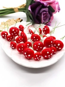 10pcs PS Artificial Mushroom, Creative Multi-purpose Simulation Mushroom For DIY Micro Landscape Fairy Garden Decor - Red - View 1