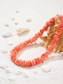 1 Máy Tính Vỏ Đỏ Gợi Cảm Khối Vòng Cổ Cho Nữ Cho Mùa Hè Hawaii Bãi Biển Miami Kỳ Nghỉ Cho Trang Trí Hàng Ngày - Đỏ - Xem 3