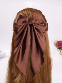 1入女士蝴蝶結裝飾優雅髮夾，可愛日常裝飾 - 棕色 - 查看 1