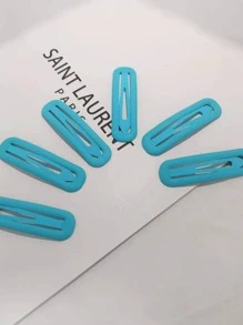 10入組女士素色休閒髮夾適合日常生活 - 淺藍色 - 查看 1