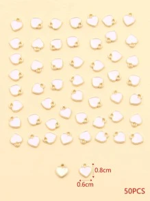50pcs/set Heart DIY Pendant - White - View 2