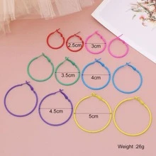 6 cặp/bộ Bông tai dạng vòng tối giản thời trang dành cho nữ để làm quà tặng - Đầy màu sắc - Xem 6