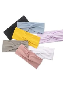 5 件装 女士扭纹细节时尚发带 适合运动头带 头巾头带 吸汗带 - 彩色 - 查看 2