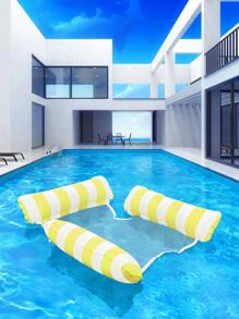 Inflatable Striped PVC Floating Air Mattress - Yellow - View 1