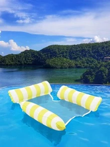 Inflatable Striped PVC Floating Air Mattress - Yellow - View 8
