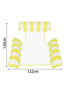 Inflatable Striped PVC Floating Air Mattress - Yellow - View 2