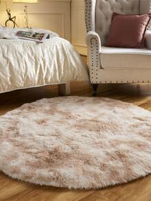 1pc Tie Dye Fuzzy Round Rug, Camel Polyester Rug, For Living Room, Bedroom - Camel - View 3