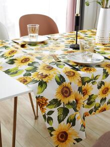 1pc Sunflower Print Tablecloth - Multicolor - View 8