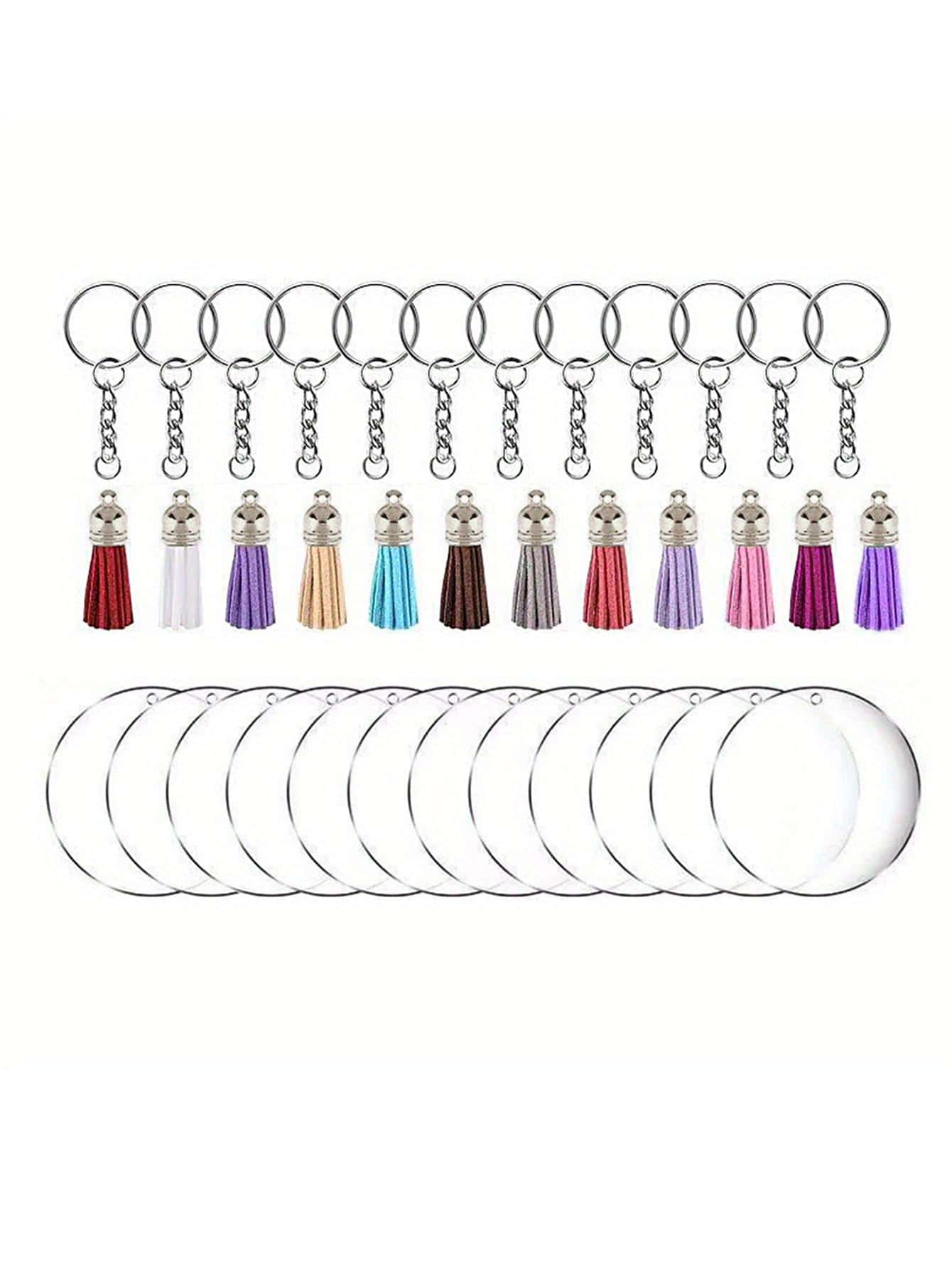 12 tua rua treo màu hỗn hợp, móc khóa rỗng PMMA DIY - Trong sáng - Xem 1