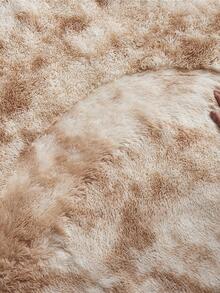 1pc Tie Dye Fuzzy Round Rug, Camel Polyester Rug, For Living Room, Bedroom - Camel - View 7