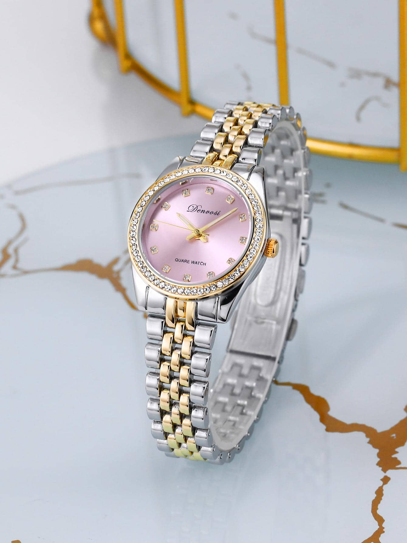 Rhinestone Decor Round Pointer Quartz Watch - Multicolor - View 1