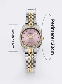 Rhinestone Decor Round Pointer Quartz Watch - Multicolor - View 7