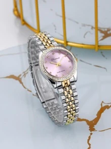 Rhinestone Decor Round Pointer Quartz Watch - Multicolor - View 2