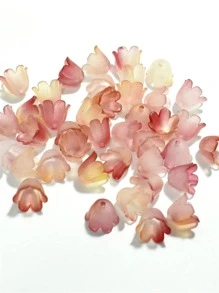 50颗7*11毫米彩色花朵亚克力珠，风铃和牵牛花亚克力珠，珠宝制作，发夹DIY配件，情人节 - 珊瑚橙 - 查看 2