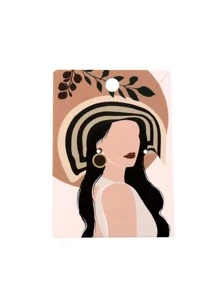 10pcs Black Figure Print Earring Storage Card, Paper Portable Jewelry Display Card For Household