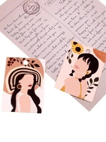 10pcs Black Figure Print Earring Storage Card, Paper Portable Jewelry Display Card For Household