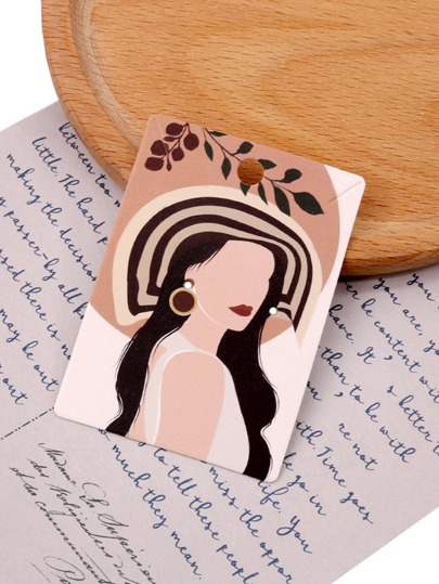 10pcs Black Figure Print Earring Storage Card, Paper Portable Jewelry Display Card For Household
