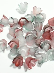 7*11毫米 50颗彩色花朵珠子，亚克力珠，适用于珠宝制作、发夹、手工DIY工艺品 - 玫瑰紅 - 查看 1