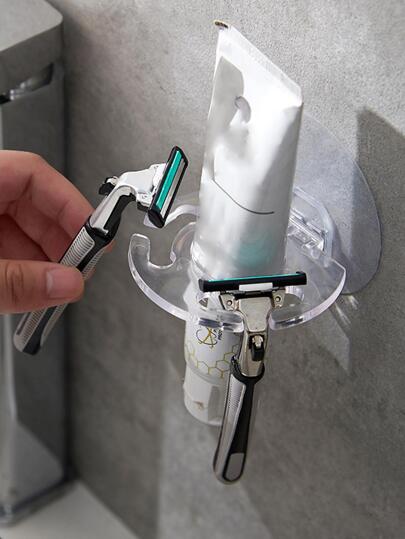 1pc Plastic Toothpaste Holder, Daily Clear Multi-purpose Wall Mounted Toothbrush Storage Rack For Bathroom
