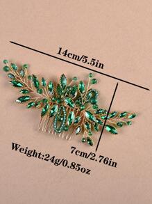 1pc Women Rhinestone Decor Glamorous Hair Comb For Daily Decoration Royal Tiaras Combs For Hair Side Comb, School Stuff, Wedding, Hair Accessories, Head Accessories, Hair Accessories For Women - Green - View 4