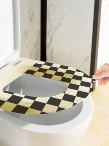 1 Họa Tiết Bàn Cờ Đen Mềm Mại Ghế Ngồi Vệ Sinh, EVA Chống Thấm Nước Có Thể Giặt Nắp Bồn Cầu Cho Phòng Tắm - màu đen - Xem 2