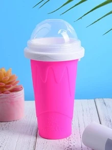 1 cốc silicon, cốc nước hai tông màu hiện đại cho gia đình - Màu Hồng Tươi - Xem 2