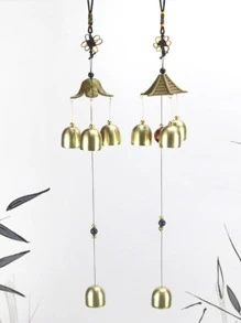 1入組鈴鐺裝飾風鈴青銅鋁合金家居裝飾掛飾 - 銅色 - 查看 1