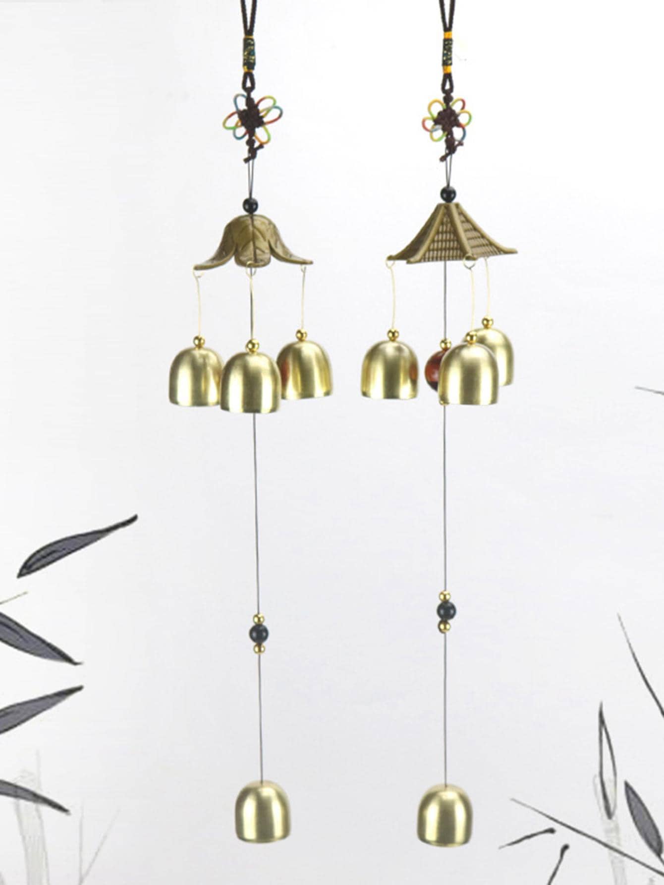 1入組鈴鐺裝飾風鈴青銅鋁合金家居裝飾掛飾 - 銅色 - 查看 1