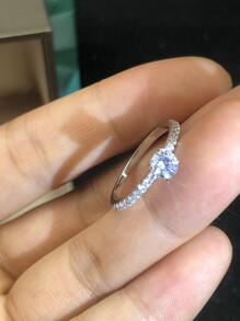 1入組方晶鋯石裝飾戒指銅首飾類 - 銀色 - 查看 4