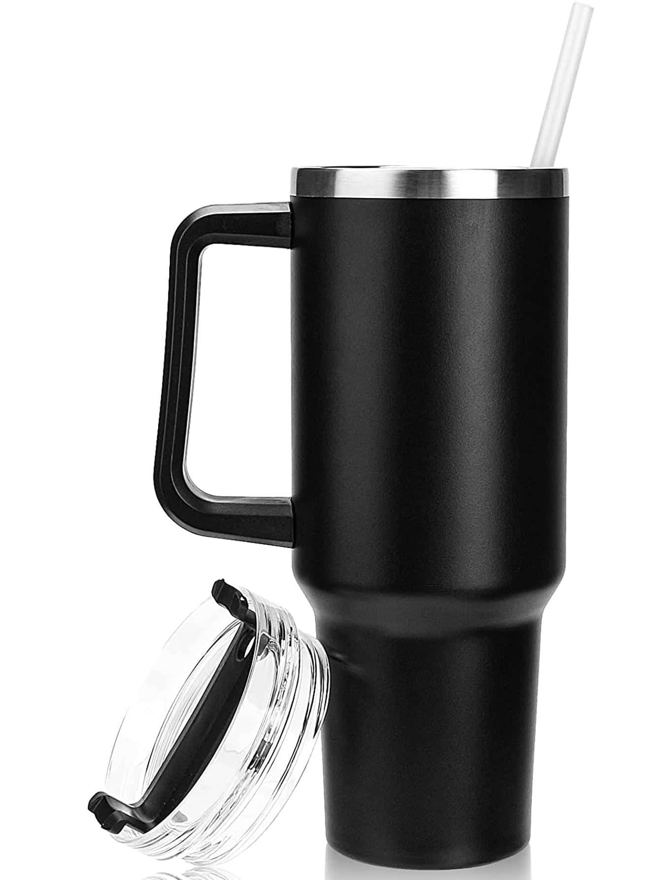 1pc Stainless Steel Insulated Bottle, Simple Black Vacuum Insulated Bottle For Office, School - Black - View 1