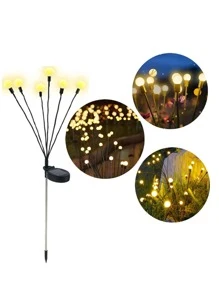 太阳能萤火虫灯串，6led/8led/10led暖白光，1个/2个。花园装饰，户外花园照明，适用于小径、庭院、露台 - 黃色 - 查看 12