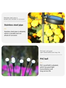 太阳能萤火虫灯串，6led/8led/10led暖白光，1个/2个。花园装饰，户外花园照明，适用于小径、庭院、露台 - 黃色 - 查看 8