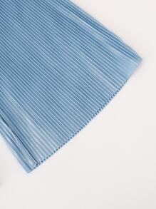 Toddler Girls Solid Pleated Wide Leg Trousers - Blue - View 4