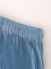 Toddler Girls Solid Pleated Wide Leg Trousers - Blue - View 5