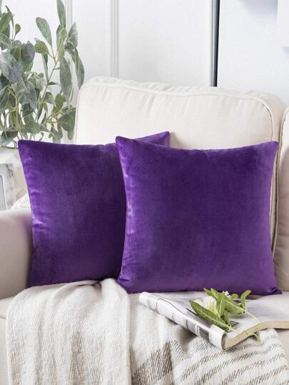 1 件天鵝絨裝飾抱枕套,適用於沙發床汽車的柔軟方形墊套,18x18 英寸,薰衣草色(不含枕芯)