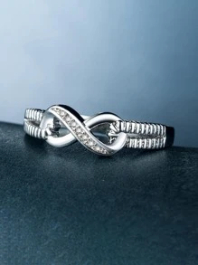 1 Chiếc nhẫn Cubic Zirconia thanh lịch dành cho phụ nữ làm quà tặng ngày lễ tình nhân, tiệc đính hôn, kỷ niệm ngày cưới, trang sức nhẫn - Bạc - Xem 6