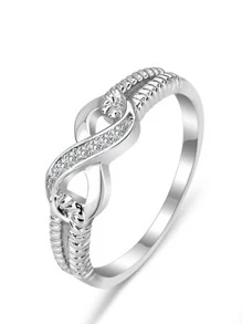 1 Chiếc nhẫn Cubic Zirconia thanh lịch dành cho phụ nữ làm quà tặng ngày lễ tình nhân, tiệc đính hôn, kỷ niệm ngày cưới, trang sức nhẫn - Bạc - Xem 3