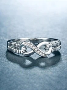 1 Chiếc nhẫn Cubic Zirconia thanh lịch dành cho phụ nữ làm quà tặng ngày lễ tình nhân, tiệc đính hôn, kỷ niệm ngày cưới, trang sức nhẫn - Bạc - Xem 4