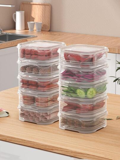 1pc Plastic Food Storage Box, Minimalist Clear Food Storage Box For Kitchen