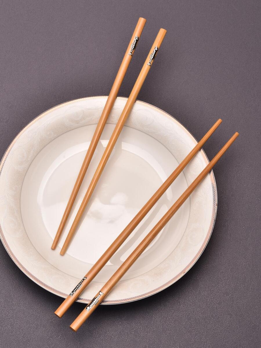 1入組竹筷子廚房用現代魚紋筷子 - 卡其色 - 查看 1