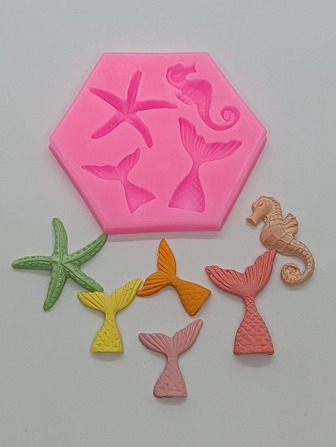 1入組創意粉色魚尾和海星形矽膠模具